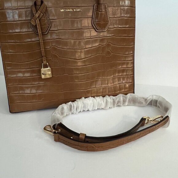 Michael Kors Croc Embossed Leather Adjustable Handbag Crossbody - Picture 9 of 16